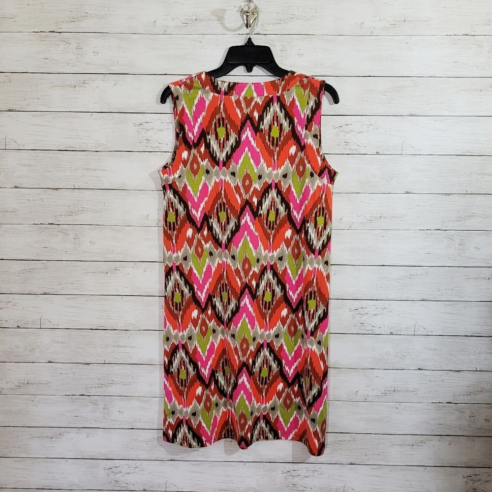 NWT Jones New York MOD 60s Style Colorful Print Sleeveless Shift Dress Sz Medium - Picture 2 of 9